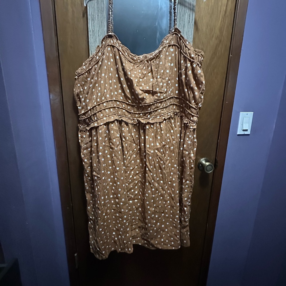 Maurices Tan Dress with White Dots